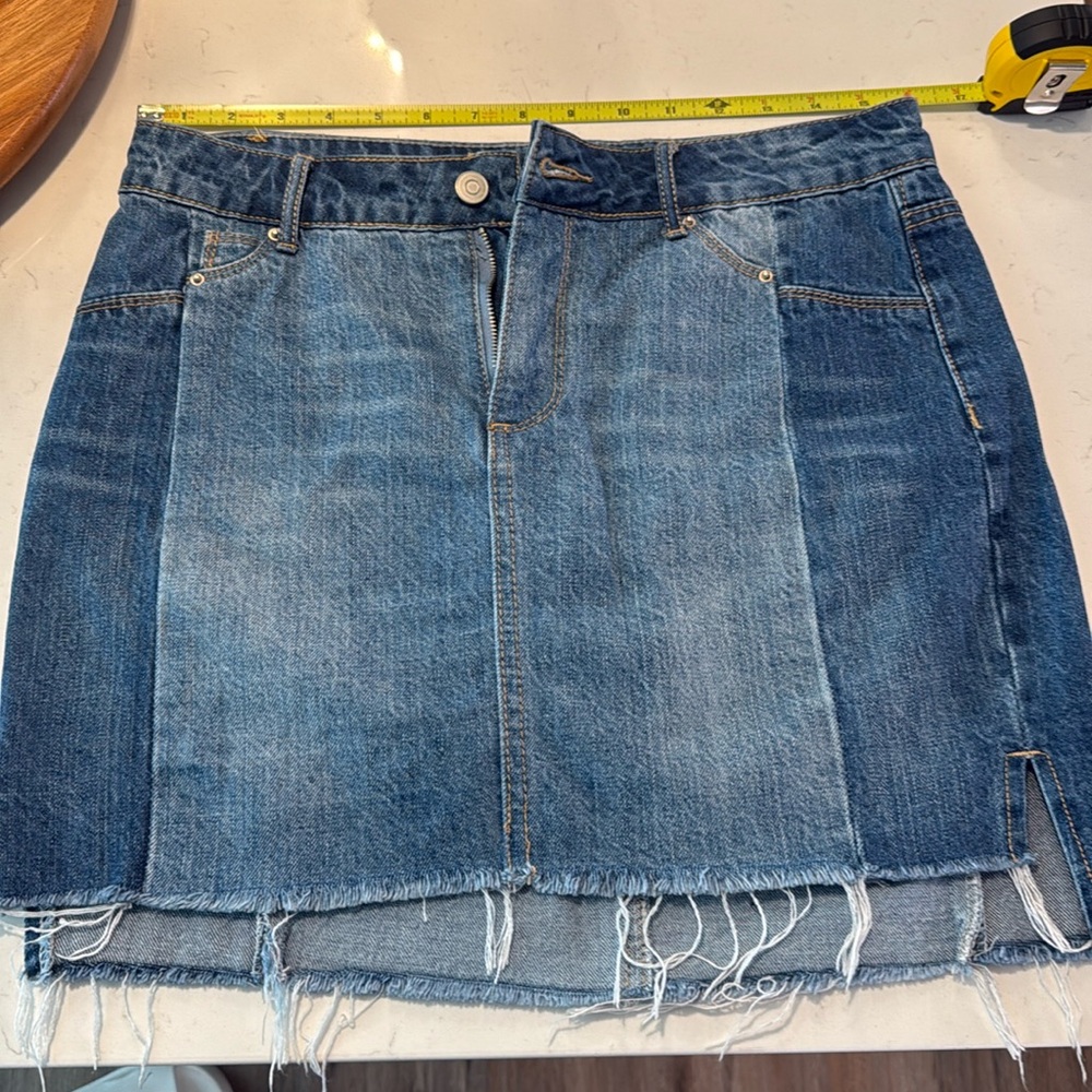 Gianni Bini Distressed Denim Mini Skirt
